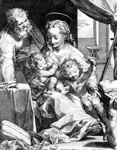 Cornelis Cort、1577年に刻まれた聖家族 作： Federico Barocci