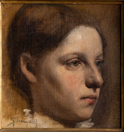 少女の肖像（油彩、厚紙） 作： Federico Bernagozzi