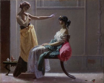 Scapigliatura: Toletta antica (Toilette ancienne) par Faruffini, Federico (1831-1869).キャンバスに油彩、サイズ：40x49,5 作： Federico Faruffini