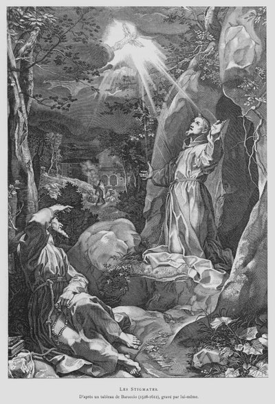 聖痕を受けるアシジの聖フランシスコ 作： Federico Fiori (after) Barocci or Baroccio