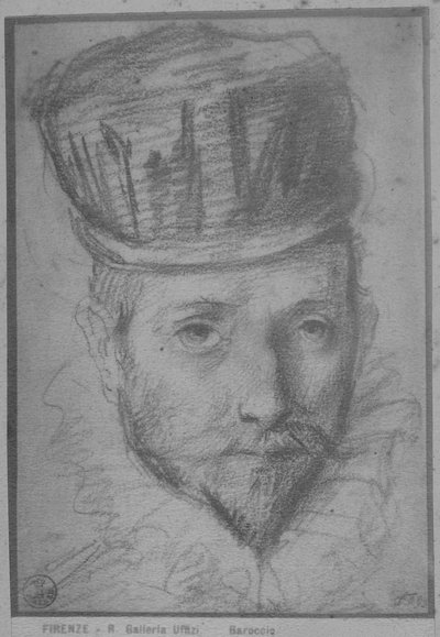 フランチェスコ・マリア・デラ・ローヴェレ（紙に赤と黒のチョーク） 作： Federico Fiori Barocci or Baroccio