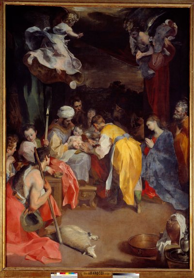 フェデリコ・バロッシ（1526/35-1612）による「イエスの割礼」の絵画。3.5x2.5m 作： Federico Fiori Barocci or Baroccio