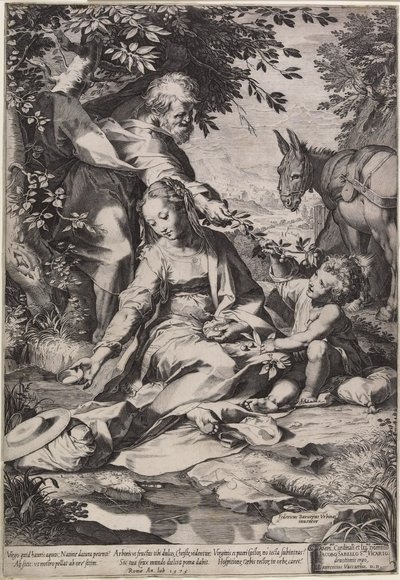 Cornelis Cort、1575年に刻まれた、エジプトからの帰還の残り 作： Federico Fiori Barocci or Baroccio