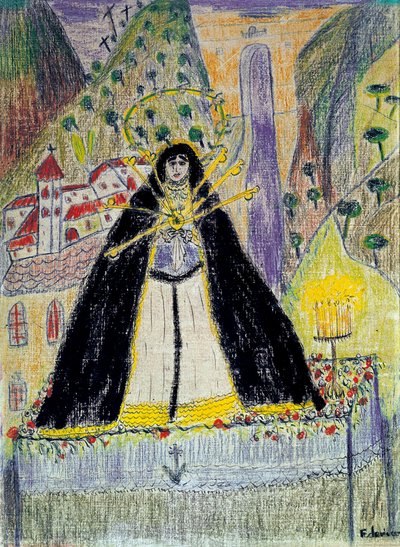 7本の短剣を持つ処女（Virgen de los siete dolores）」のドローイング 20世紀 作： Federico Garcia Lorca