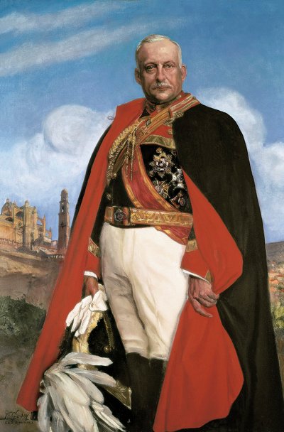 ミゲル・プリモ・デ・リベラ (1870-1930)、1923 年から 1930 年までのスペインの軍事政治家および独裁者、20 世紀の肖像画 (キャンバスに油彩) 作： Federico Godoy y Castro
