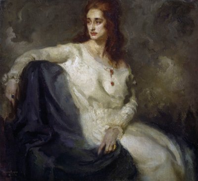 白衣の女（Dama in bianco）1915年（油彩・キャンバス 作： Federico Guglielmo Jehuda Pollack