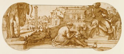 バチカンのベルヴェデーレ裁判所のタデオ、ラオコーン像を描く 作： Federico Zuccaro