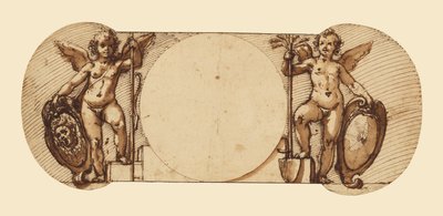 忍耐と産業を象徴する二人の子供の天使 作： Federico Zuccaro