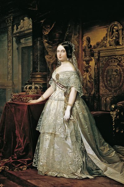 スペインのイザベラ2世の肖像画 作： Federico de Madrazo y Kuntz