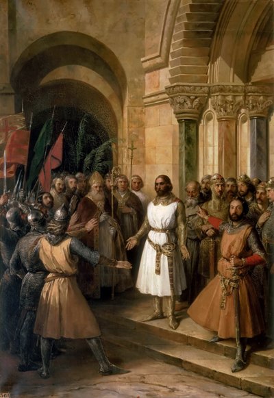 1099年7月23日のエルサレムの王としてのブイヨンのゴッドフリーの選挙 作： Federico de Madrazo y Kuntz