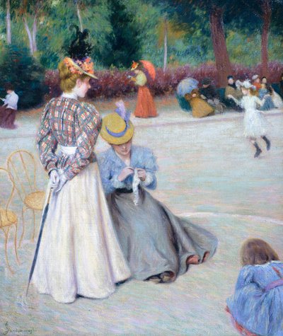 公園でのゲーム フェデリコ・ザンドメネギ（1841-1917）作 油彩・カンヴァス 55.5x45.5cm 作： Federigo Zandomeneghi