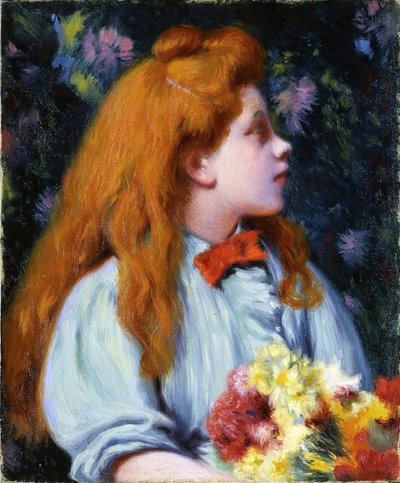 フェデリコ・ザンドメネギの花を持つ少女 作： Federigo Zandomeneghi