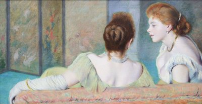 ソファの上で、カリフォルニア州。 1886-1890。 作： Federigo Zandomeneghi