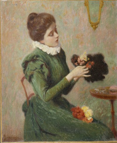 Zandomeneghi, Federico (1841-1917)の「The Milliner (la modiste)」。油彩・キャンバス 作： Federigo Zandomeneghi