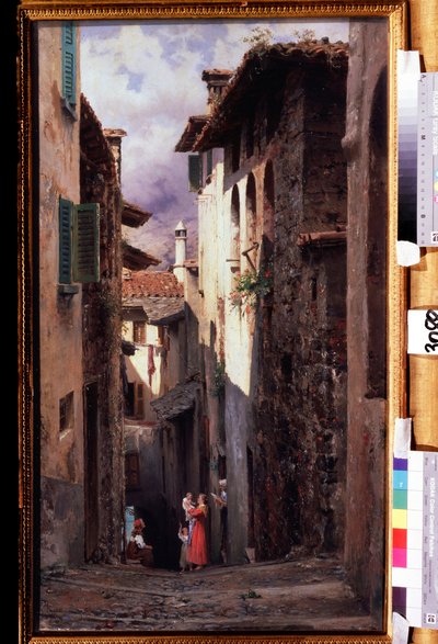 ""Scene de rue a Bellagio en Italie"" Peinture de Feodor Andreyevich Bronnikov (1827-1902) 1875 State Tretyakov Gallery, Moscou 作： Fedor Andreevich Bronnikov