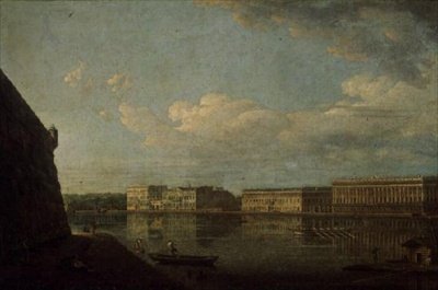 セントピーターズとセントポールズの要塞から見た宮殿の堤防の眺め、1794 作： Fedor Yakovlevich Alekseev
