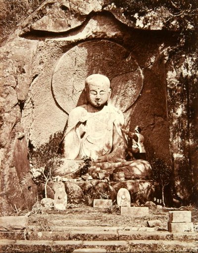 日本の仏像（モノクロ写真） 作： Felice Beato