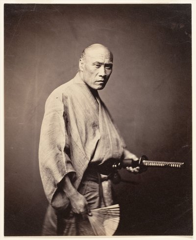 侍、横浜（1864-65）（アルブメンシルバープリント） 作： Felice (1825 c.1908) Beato