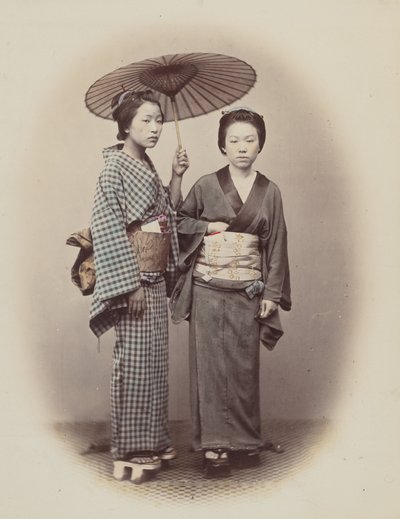散歩に出かける、1868年。 作： Felice Beato