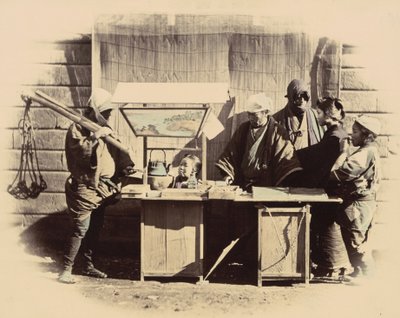 通りの軽食屋台、c。 1865年。 作： Felice Beato