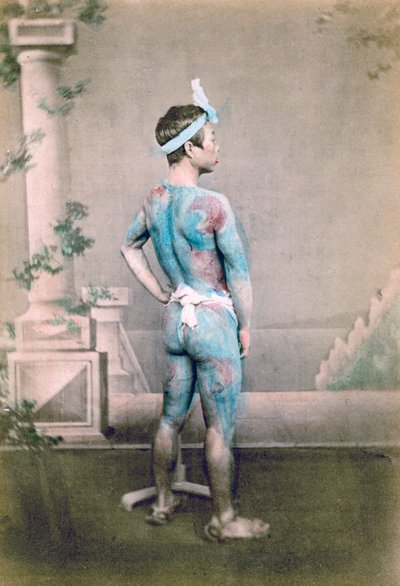 入れ墨された日本の新郎ベット、日本、1882 作： Felice Beato