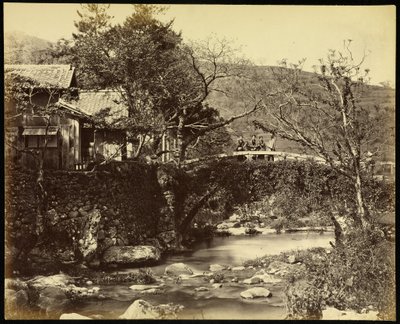 東海道の茶屋と橋 作： Felice Beato