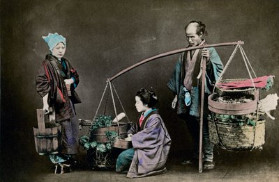 野菜の歩行者、日本、1882 作： Felice Beato