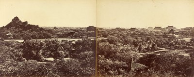 1860年10月29日、人工の丘を示す北京の皇居冬宮殿の眺め 作： Felice Beato