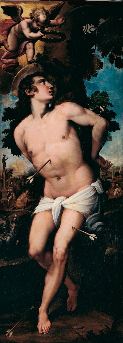 聖セバスティアンの殉教」 フェリーチェ・リッチョ・ディット・ブルサゾルツィ（1539-1605）の絵画 16世紀 個人蔵 作： Felice Brusasorci