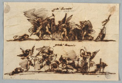Putti を使用した 2 つのフリーズのデザイン 作： Felice Giani