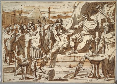 素描、カイアス・ムキウス・スカエヴォラとポルセーナ、1800-1820年 作： フェリーチェ・ジャンニ