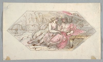 デッサン、懇願する女神（おそらくヴィーナス）を慰めるジュピター、1796-98年 作： フェリーチェ・ジャンニ