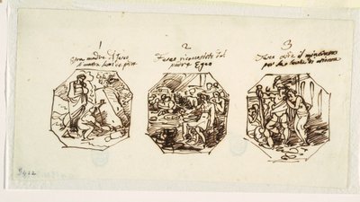 サラ ディ テセオ、パラッツォ ガッディ、フォルリのためのテセウスの主題の 3 つのスケッチ 作： Felice Giani