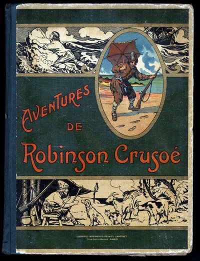 ブックカバー Robinson Crusoe: Illustration by Felician MYRBACH MYRBACH RHEINFELD (1853-1940) For the Book of Daniel Defoe (De foe) Robinson Crusoe.Bibliotheque de la Jeunesse et de l