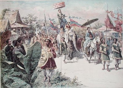 ハノイ総督の行進、1870-80年頃（カラーリトグラフ） 作： Felicien baron de Myrbach Rheinfeld