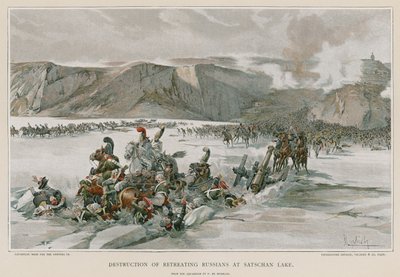 サッチャン湖での退却するロシア人の破壊 作： Felicien baron de Myrbach Rheinfeld