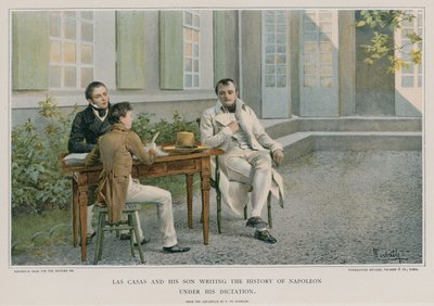 ラスカサスとその息子がナポレオンの歴史を書いている 作： Felicien baron de Myrbach Rheinfeld