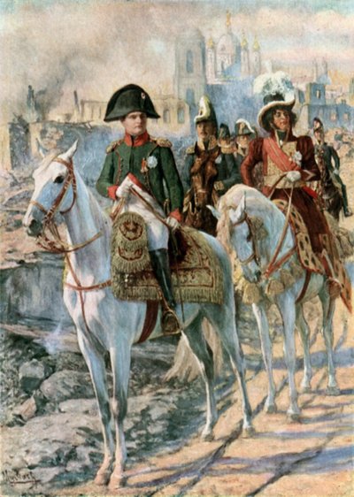 スモレンスクの廃墟の中のナポレオン 作： Felicien baron de Myrbach Rheinfeld