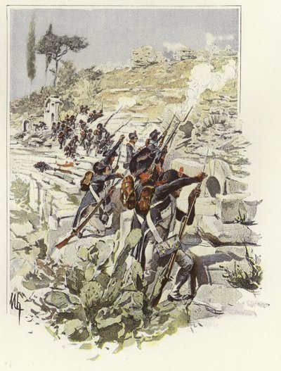 ニコポリスの廃墟の中の兵士 作： Felicien baron de Myrbach Rheinfeld