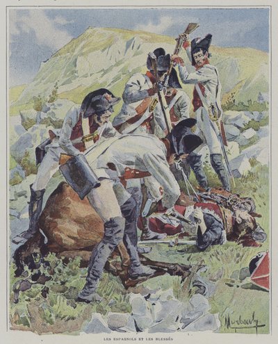 負傷した兵士を殺すスペイン軍 作： Felicien baron de after Myrbach Rheinfeld