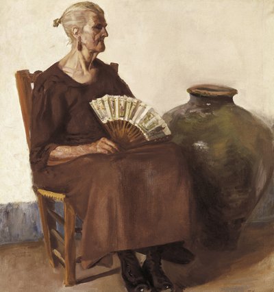 Mulher sentada, século XX (óleo sobre tela) 作： Felipe Abarzuza y Rodriguez de Arias
