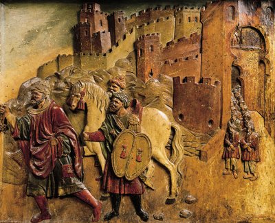 ボアドビルは1492年にグラナダの鍵を渡してグラナダを去る最後のイスラム王。 作： Felipe Bigarny or Vigarny