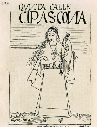 織物職人の肖像（インク画 作： Felipe Huaman Poma de Ayala
