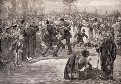 アメリカにおける黒人の洗礼（1887年5月21日付「The Illustrated London News」より）（エングレービング 作： Felix (after) Regamey