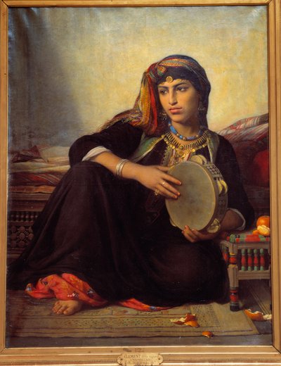 タンバリンを演奏する仲間。オーギュストフェリックスクレメントによる絵画 作： Felix Auguste Clement