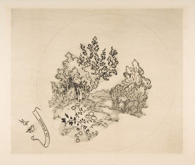 プレートの装飾：小川、1870。 作： Felix Bracquemond