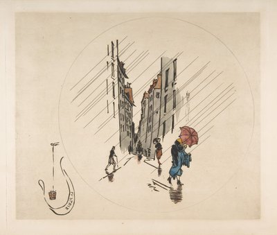 プレートの装飾: 雨、1870 年。 作： Felix Bracquemond