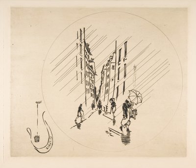 プレートの装飾：雨、1870。 作： Felix Bracquemond