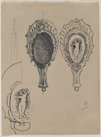 ハンドミラーのデザイン、c。 1900-1902。 作： Felix Bracquemond