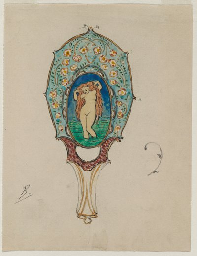 ハンドミラーのデザイン、c。 1900-1902。 作： Felix Bracquemond